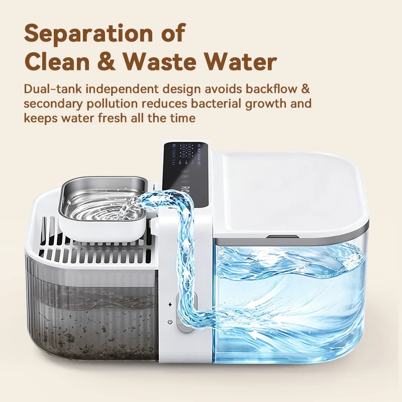 ROJECO Wireless Cat Water Fountain Smart Pet Water Dispenser for Cat 2000mAh Automatic Sewage Separation Cat Drinking Fountain