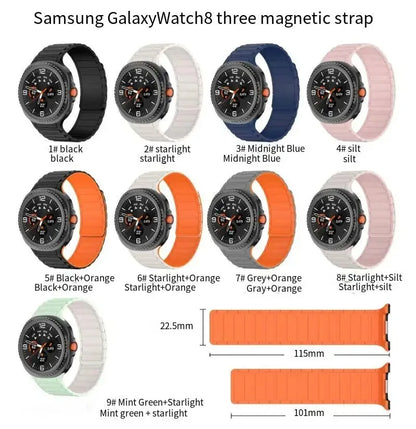 Silicone Strap For Samsung Galaxy Watch 8 40mm 44mm Magnetic Bracelet Accessories Wristband For Galaxy Watch 8 Classic 47mm Belt