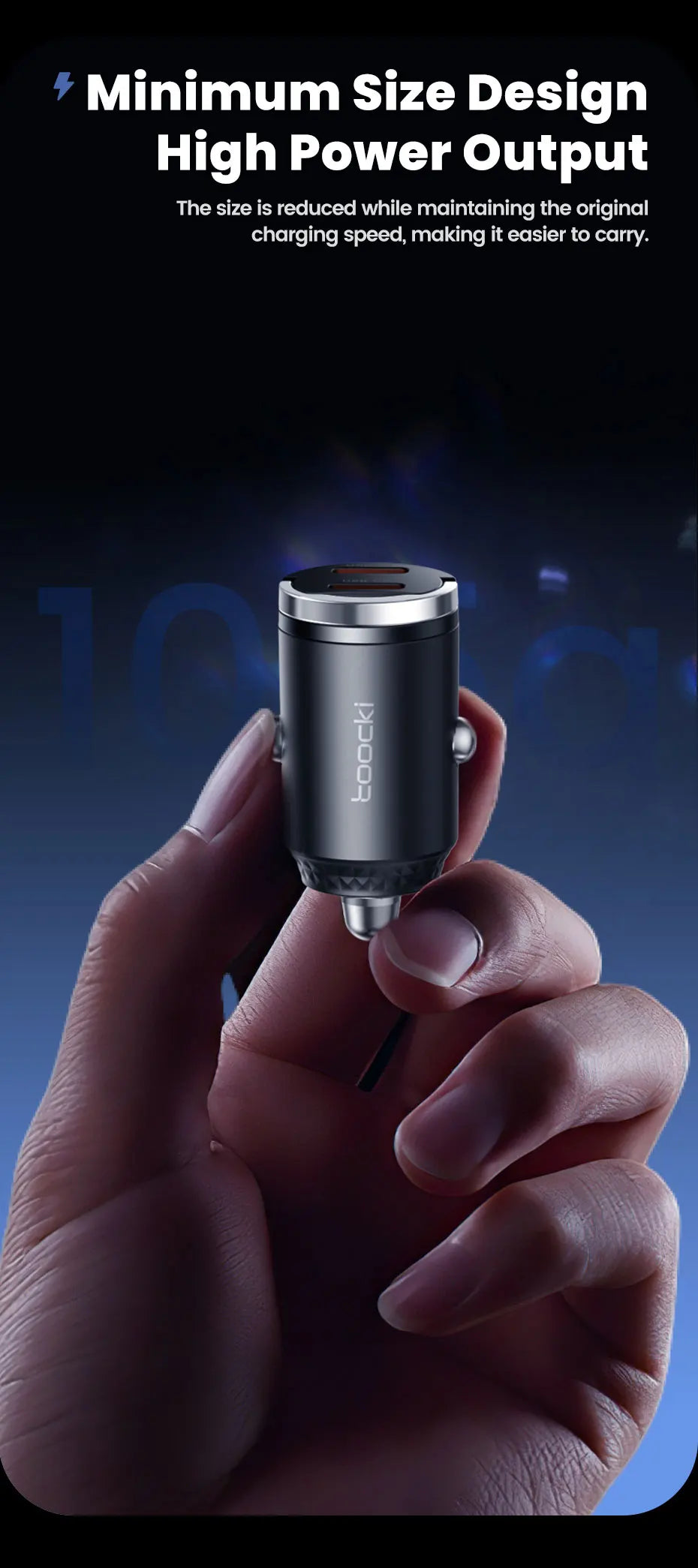 Toocki 45w Car Charger Dual Type C PD45w Fast Charging Car Phone Adapter For Xiaomi iPhone Oneplus Samsung Huawei POCO Cellphone
