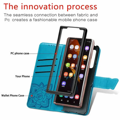 Butterfly Leather Etui for Coque Samsung Z Fold 8 Ultra 4 2 Fold5 Fold6 7 Flip Case Samsung Galaxy Z Fold 5 6 Wallet Cover Funda