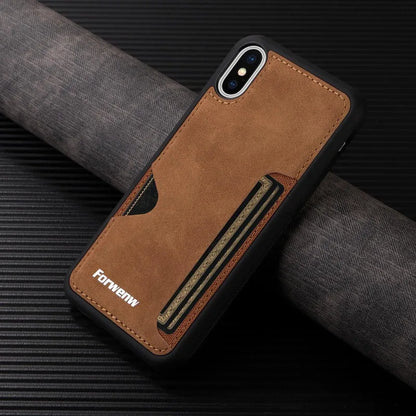 Retro Card Holder Phone Case for iPhone 18 17 16 15 14 13 12 11 Pro Max 17E Air XS XR SE 7 8 Plus Busines Wallet Leather Cover