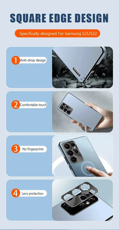 Phone Case Metal Magnetic Aluminum Alloy Ultrathin Protective Cover for Samsung Galaxy S21 S22 S23 S24 S25 Plus Ultra Back Cover