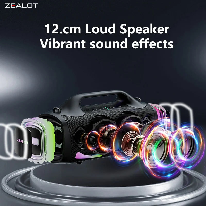 Zealot S79 100W Wireless Speaker, Portable Subwoofer Speaker, Hi-Fi Sound Quality, Dual Pairing, Fast Charging, 24000mAh.