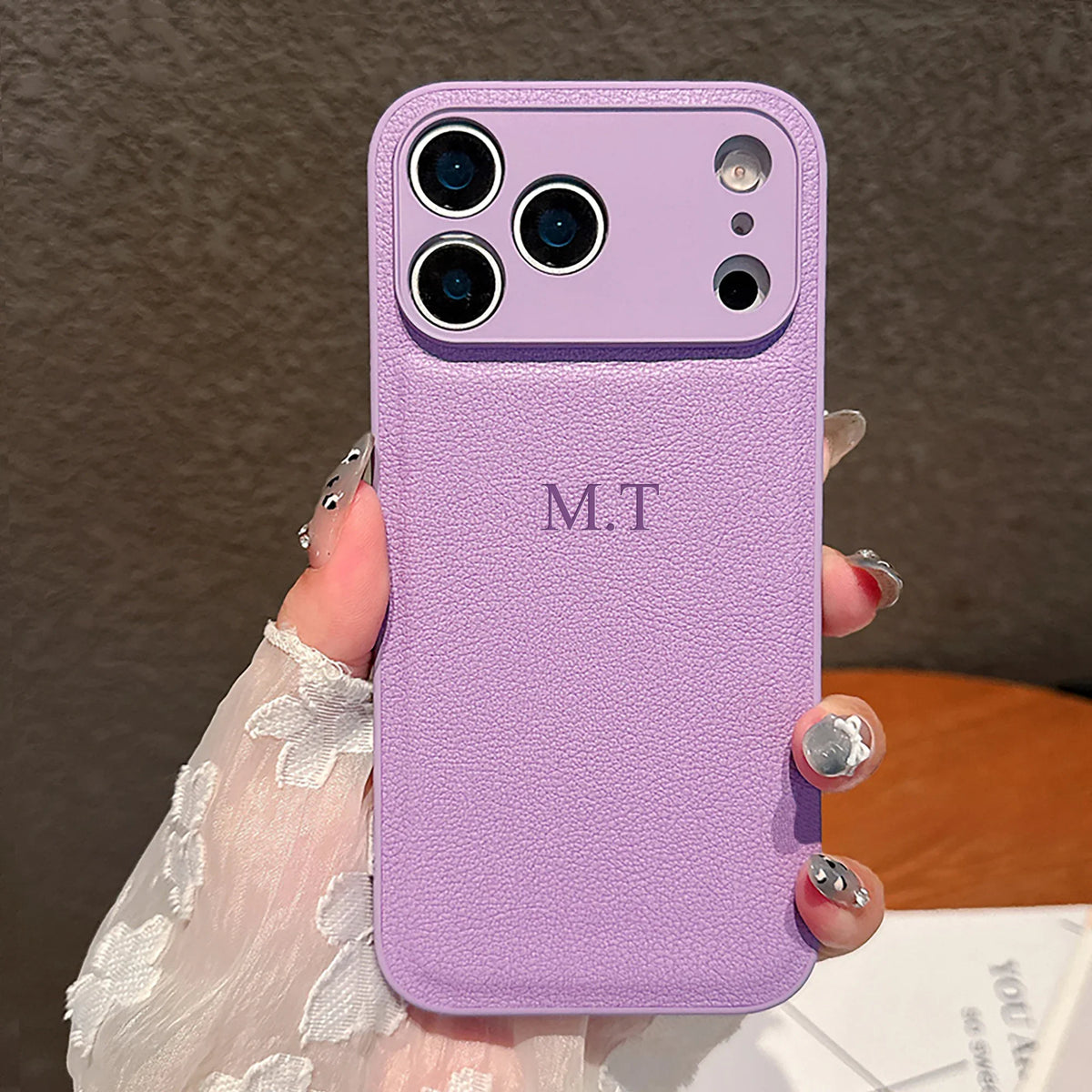 Personalized Luxury Customized Name 3D DIY Hot Engrave Faux Leather Phone Case For iPhone 17Pro Max 16 15 14 13 Pro Max Plus Air