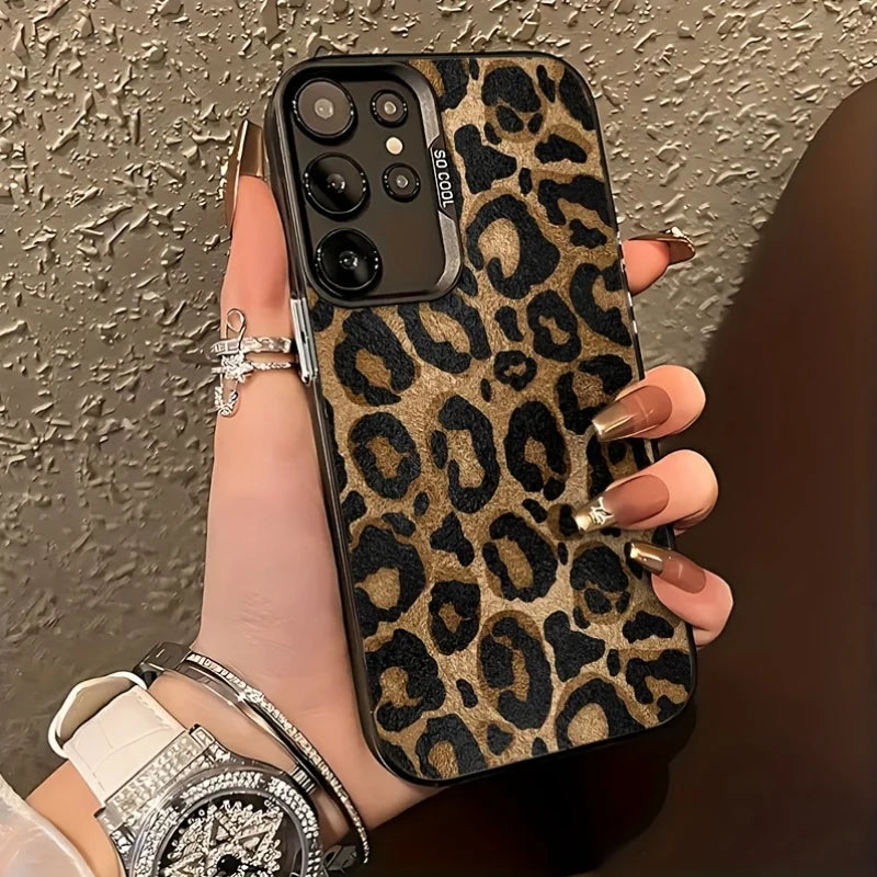 Fashion Leopard Pattern Hard Phone Case For Samsung Galaxy S25 Ultra Case Samsung S24 Ultra S26 S23 FE S22 S 25 Back Cover Funda