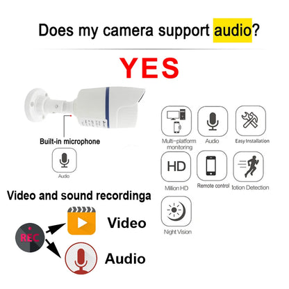 JIENUO 4K Poe Camera IP Outdoor Waterproof Security Surveillance Night Vision 4MP 5MP 8MP Onvif Audio CCTV Video HD Home Cam Net