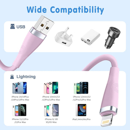 3A USB Fast Charging Cable For iPhone 14 11 12 13 Pro X XS Max 6 7 8 Plus SE iPad Cord Phone Charger Data Wire 1.8M 2.8M