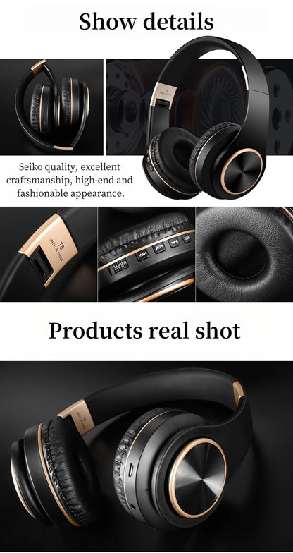 Over-ear Wireless Headphones Bluetooth 5.3 HiFi Stereo Low Latency Noise-canceling Headset Gaming Earphones with ENC Micphone