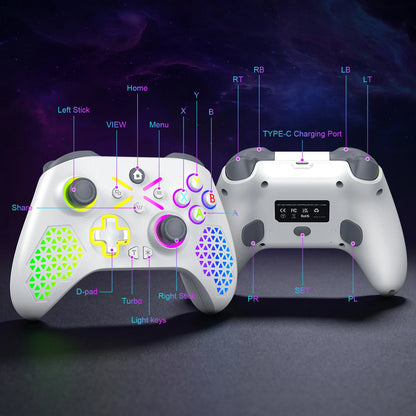 Turpow RGB Gamepad For Xbox One Controller,Xbox Seris S/X Dual Vibra 6Axis Gyroscope Wireless Game Xbox Console