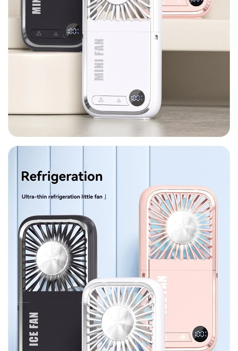 Summer Portable Ultra-thin Neck Small Fan F30 USB Charging Semiconductor Refrigeration Infinity Handheld Icing Fan