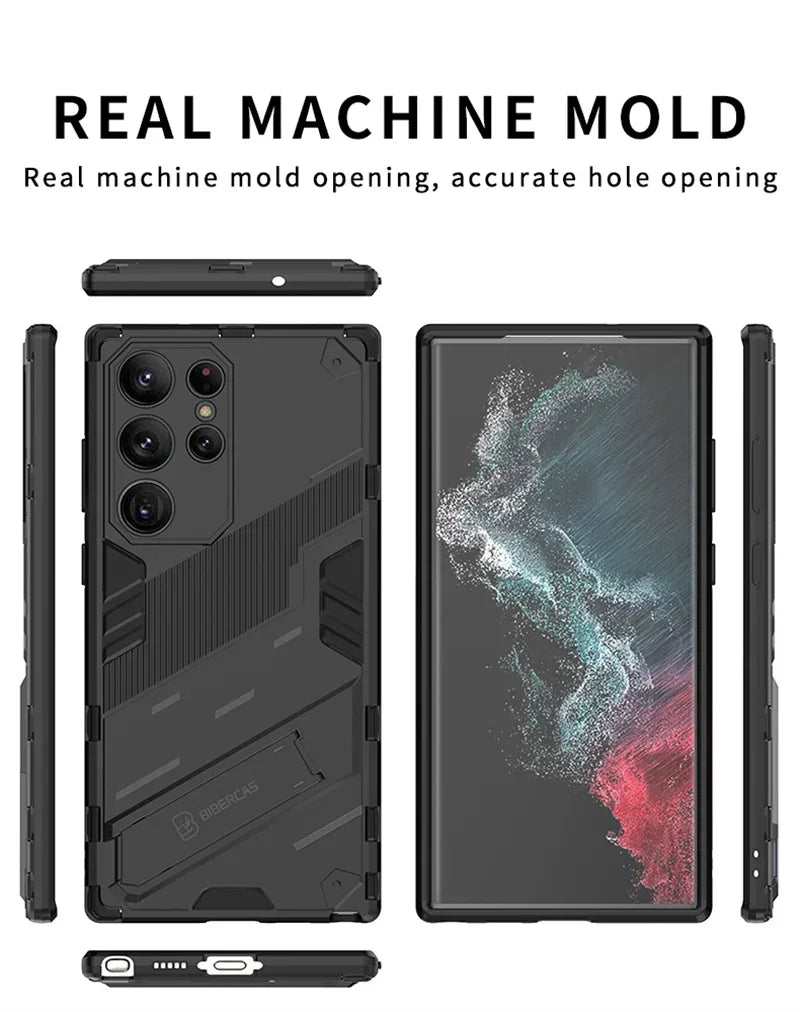 Armor Shockproof Phone Case For Samsung Galaxy S26 S25 S24 S23 S22 Ultra Plus Edge  S26 Pro With Holder Lens Protect Cover
