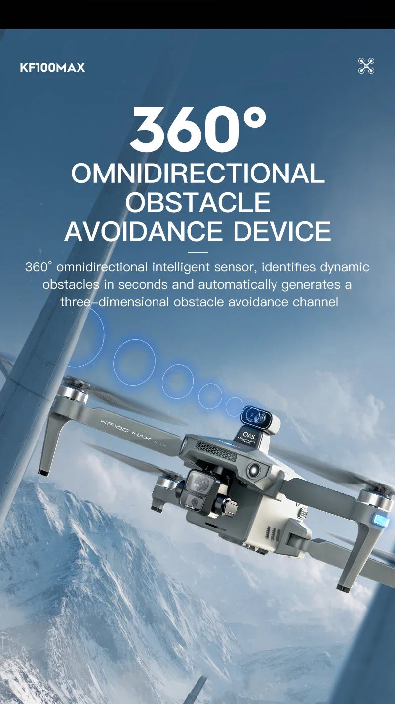 Teeggi KF100 MAX GPS RC with screen Drones With 4K HD Camera Profesional 3-Axis Gimbal obstacle avoidance 6KM Foldable RC Dron