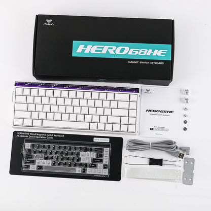 AULA Hero68 HE 65% ANSI US Layout Hot-Swap Wired Magnetic Gaming Keyboard 8kHZ Rapid Hall Effect Switch RGB Backlight Light Box