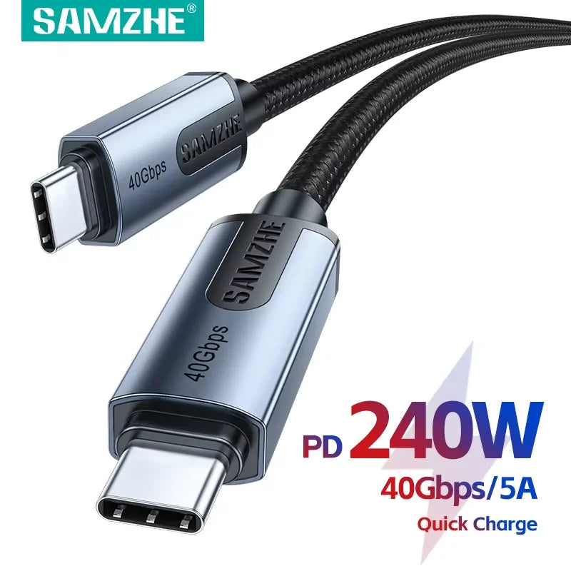SAMZHE USB4 USB C to USB C Cable 40Gbps 8K 240W PD3.1 Fast Charging Type C Data Video Cable for MacBook iPhone iPad Monitor Dock