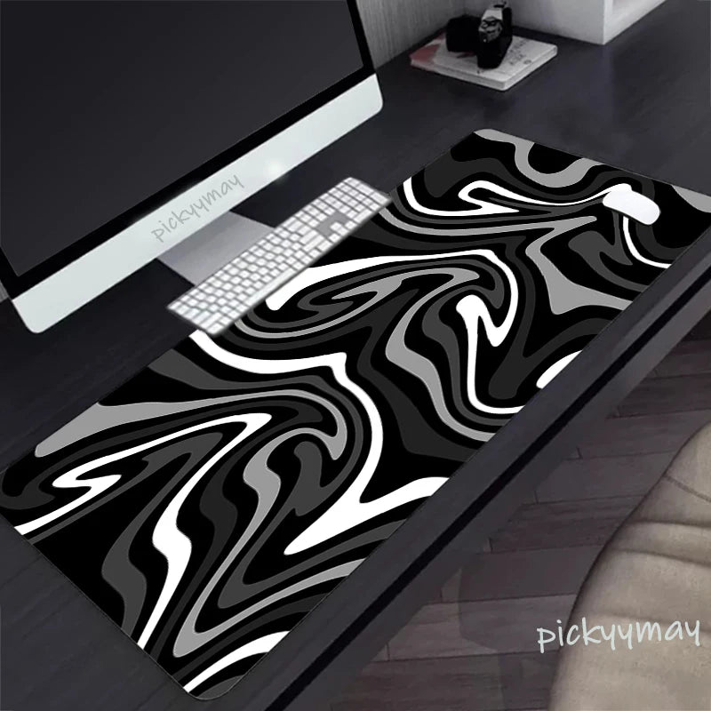 Black And White Large Mouse Pad 100x50cm Computer Mousepad Company Gaming Mausepad Keyboard Mat Office Desk Mats Abstract Art