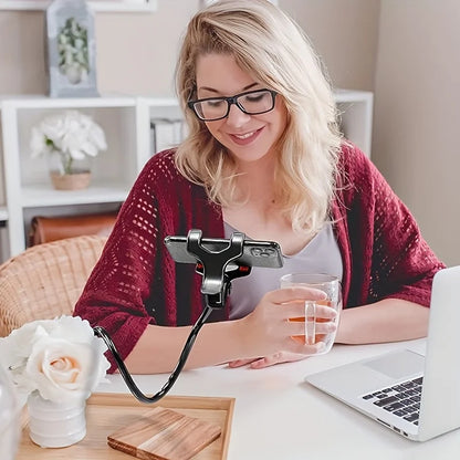 Lazy Phone Holder, Flexible Gooseneck Bed Clamp Stand, 360 Rotatable Cellphone Bracket Mount for Travel Office Live