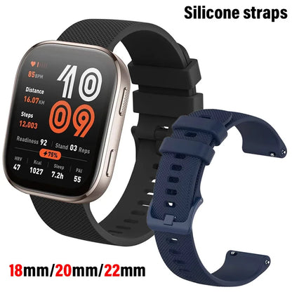 18mm/20mm/22mm Silicone straps For Amazfit GTS 4/3/2/2e/4 Mini/GTR 4/3/3 Pro/2/2e Sport Bracelet Amazfit bip 6-5-3/u/s/pro band