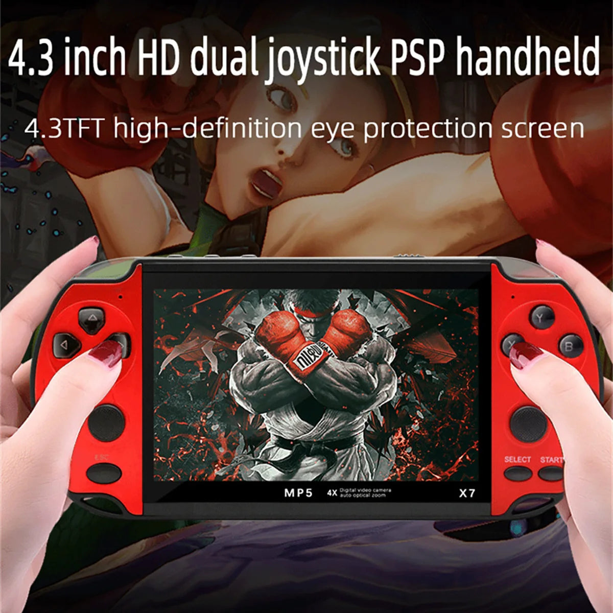 Retro X7 Handheld Game 4.3 Inch HD Large 8G Screen Classic Game Console Built-in 10000 Games Mini Handheld MP5 Video Game