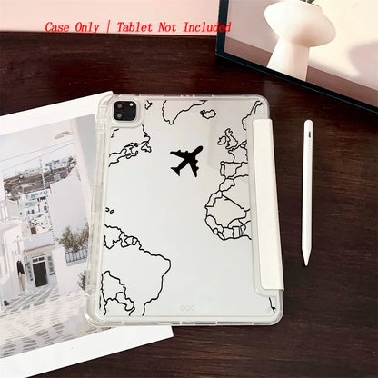 Y-Shape Foldable Stand Fresh Printed iPad Case, Auto Sleep/Wake, Fashion Minimalist Style, Fits Various Apple Models . 8 Styles