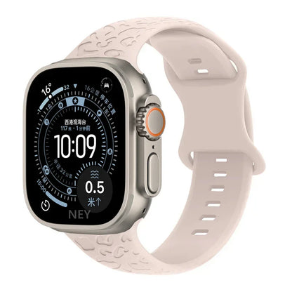 Engraved Strap For Apple Watch Band ultra 49mm 41mm-44-42mm 46mm Sport Silicone Leopard bracelet iWatch Series 11 10 9 8 7 se 6