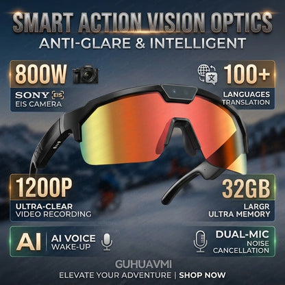 2026 New AI Smart Sports Glasses with 30MP Camera 4K Anti-shake Bicycle Riding Shooting Artifact Dual Mic 32GB Windproof Goggles