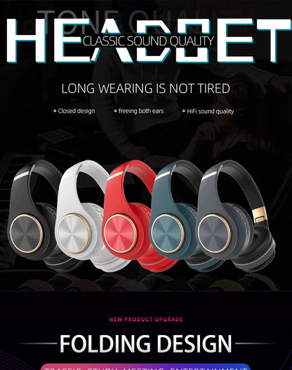 Over-ear Wireless Headphones Bluetooth 5.3 HiFi Stereo Low Latency Noise-canceling Headset Gaming Earphones with ENC Micphone