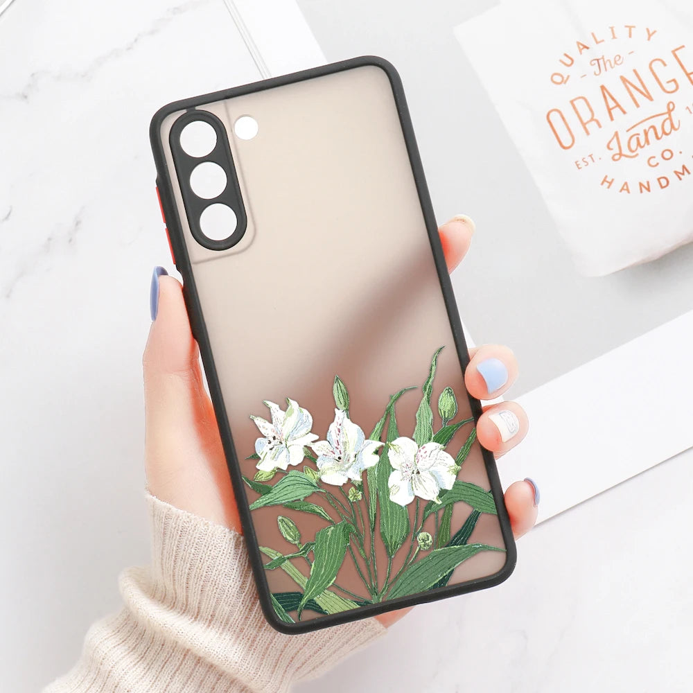 For Samsung S24 S22 S26 Ultra Case Cover Samsung Galaxy S25 S23 Ultra S21 Plus S20 FE Note 20 Ultra Lavender Flowers Clear Cases