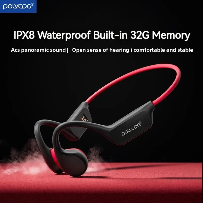 POLVCDG Bone Conduction Headset X7 IPX8 32GB Memory 5.3 Bluetooth Wireless Headset with Microphone Waterproof Swimming 2023new