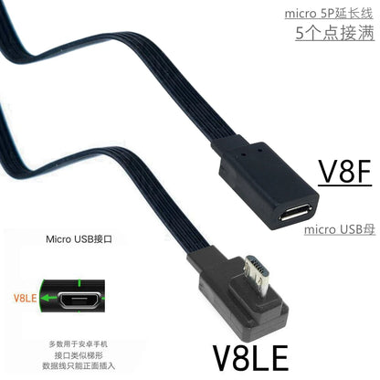 5CM 10CM 20CM MicroUSB panel mounting connector female Micro USB 5-pin.extension cable 30cm 50cm, with screw holes