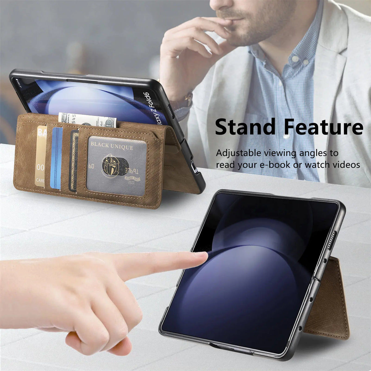 2 in 1 Detachable Cards Solt Wallet Flip Book Case For Samsung Galaxy Z Fold 6 5 5G Fold6 Fold5 Removable Bag Magnetic Cover