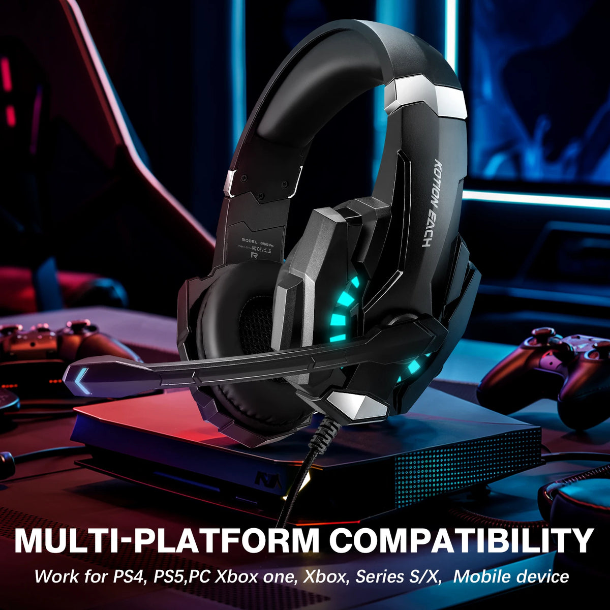 G9000 Pro Wired Gaming Headset with Noise Cancelling Mic Led Light Stereo Sound for Ps4 Pc Xbox One Switch Ps5 Controller