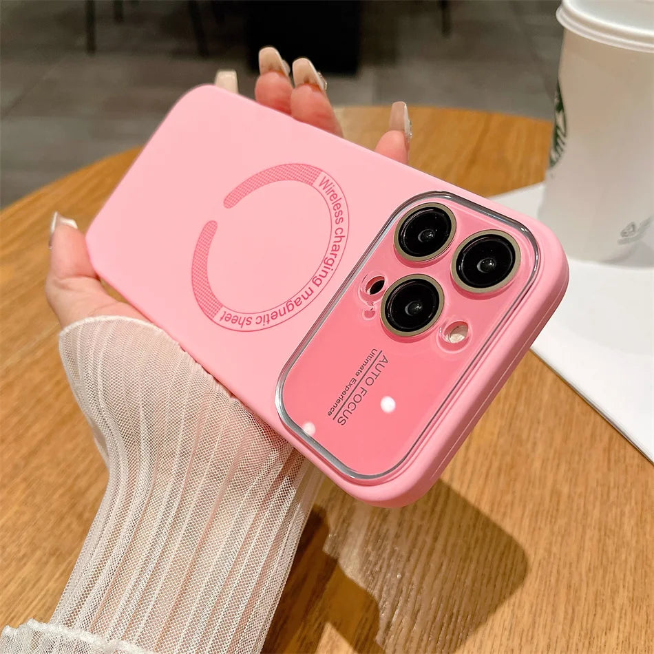Large Window Autofocus Liquid Silicone For Magsafe Magnetic Case For iPhone 16 15 Plus 14 13 12 11 Pro Max Lens Shockproof Cover