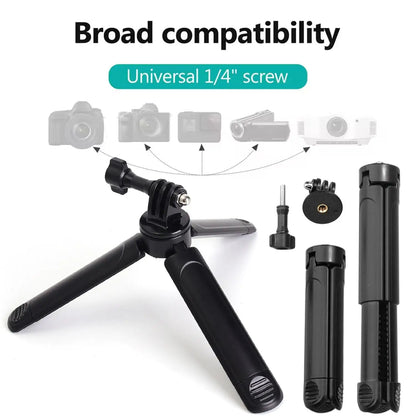 Extendable Mini Tripods  Stand Portable Tripod for DJI Pocket 3/4 GoPro Insta360 Phone 1/4” Mount Desktop Tripod for Vlog Live