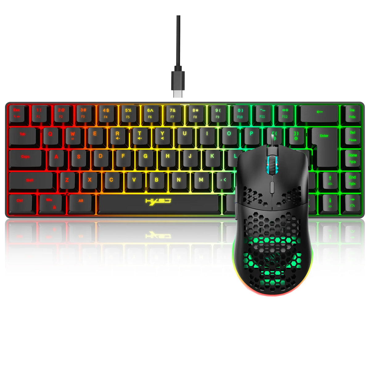 Keyboard and Mouse 68key Wired Membrane RGB Light 70% Clavier Souris Combo Gamer Gaming PC Full Set Kit Mobilador USB Keyboards