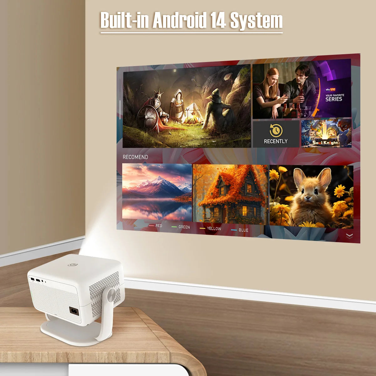 Magcubic L018 Projector 8K Native 1080P 650ANSI Auto Focus & Keystone Correction Android14 BT5.4 WIFI6 360° Portable Home Cinema