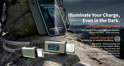 MFI Certified 27W USB-C to Lightning Cable Fast Charging LED Display Screen For iPhone 14/13/12/11/10 Series iPad Pro/Air