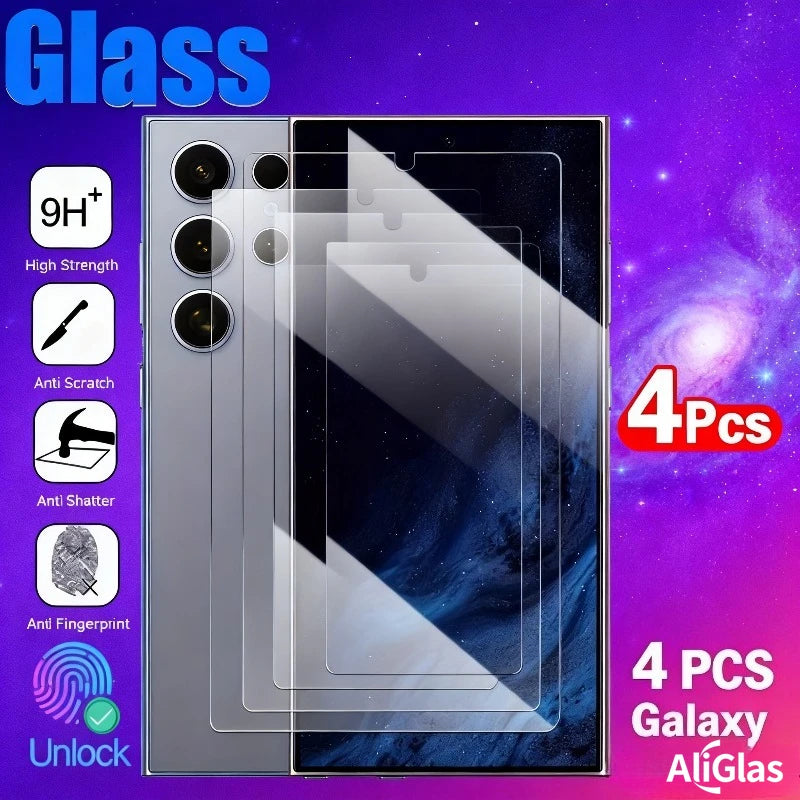4Pcs Tempered Glass Screen Protector for Samsung galaxy S24 S25 Ultra S24 S23 Plus S22 S21 S25 S24 FE Scratch-Resistant Glass