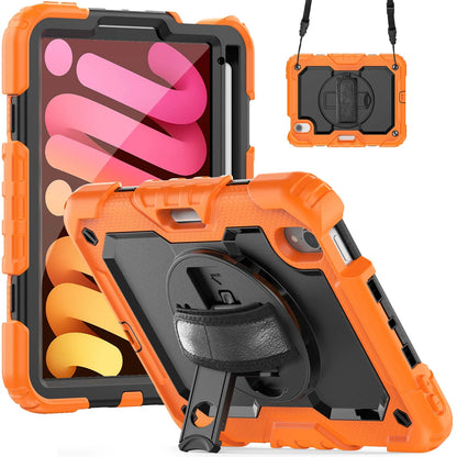 Case for iPad Mini 7 (A17 Pro)2024/ Mini 6 8.3'' with Screen Protector Pencil Holder [360 Rotating Hand Strap] &Stand Shockproof