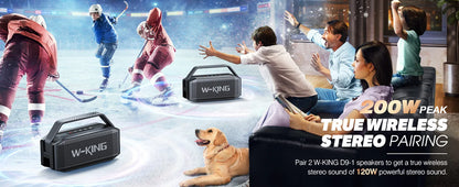 W-KING D9-1 100W Peak 60W RMS Deep Bass Bluetooth Speaker, IPX6 Portable Waterproof Loud Bluetooth Speakers Wireless with Subwoofer