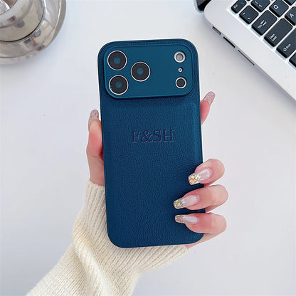Personalized Luxury Customized Name 3D DIY Hot Engrave Faux Leather Phone Case For iPhone 17Pro Max 16 15 14 13 Pro Max Plus Air