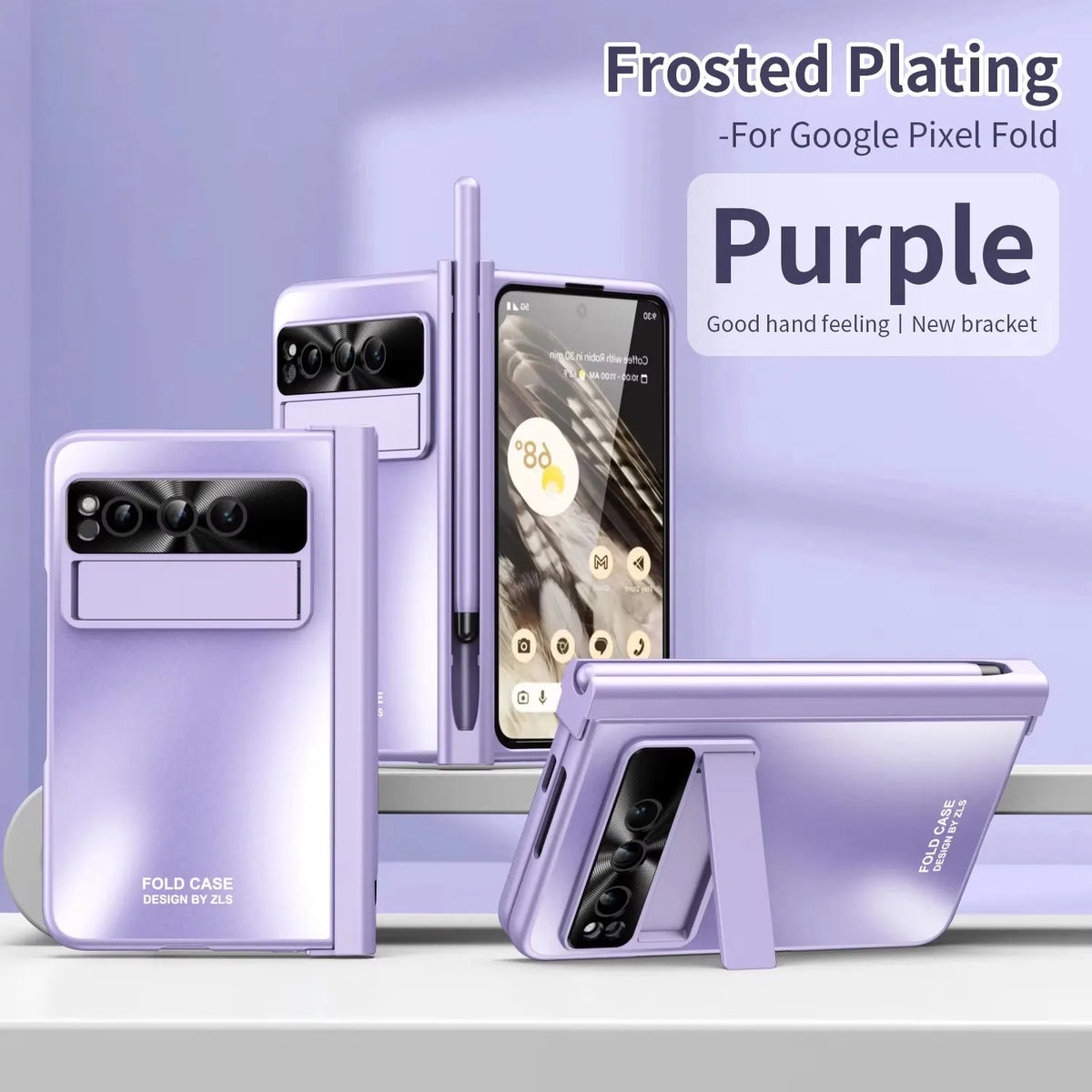 Phone case For Google Pixel Fold Luxury Business Man Pen Stylus Slot Stand Holder Phone Case Google Pixel Fold