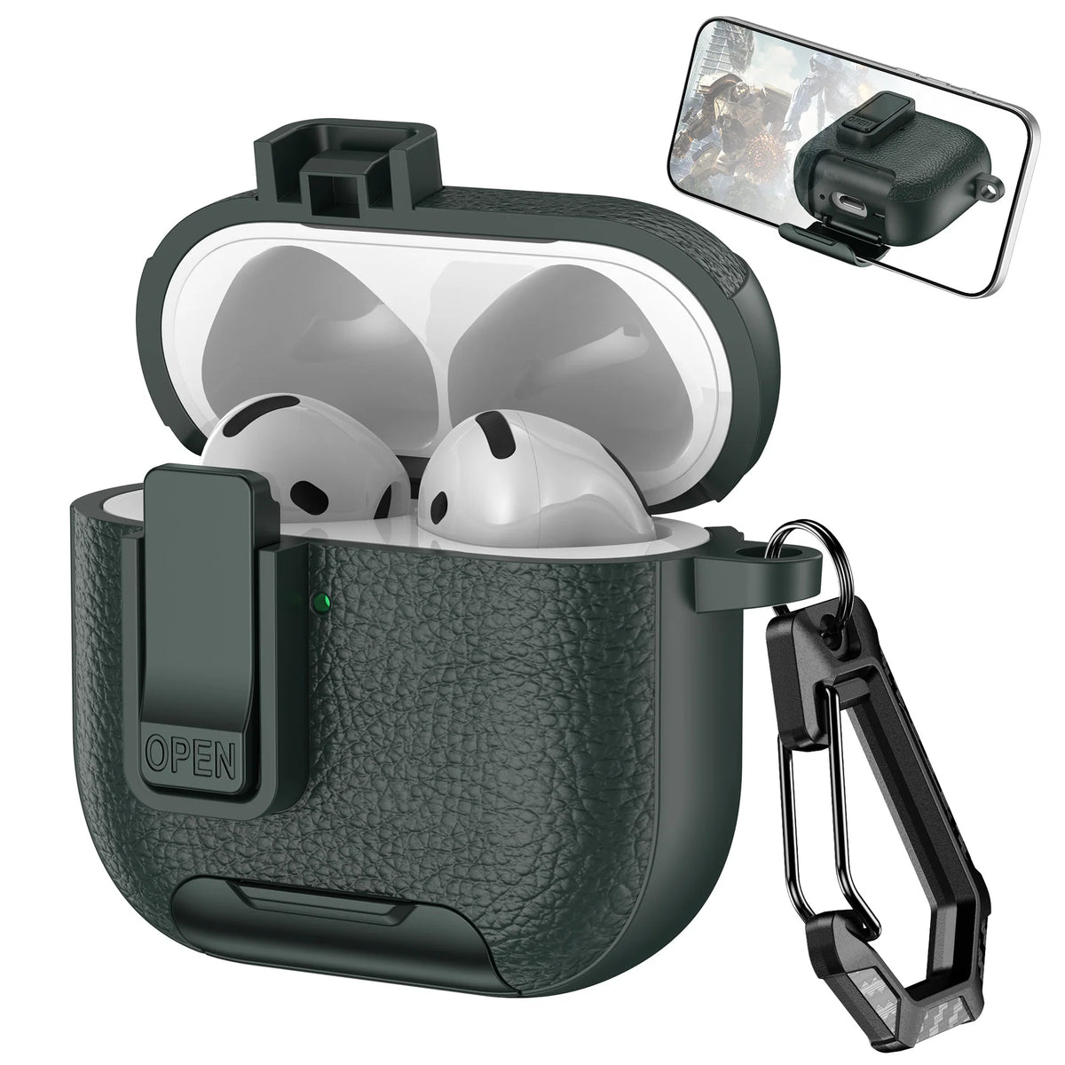 2025 New For AirPods 4 Case Latch wireless Bluetooth earphone Accessories Cover dermatoglyph Mobile phone holder switch Cases 3D