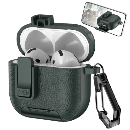 2025 New For AirPods 4 Case Latch wireless Bluetooth earphone Accessories Cover dermatoglyph Mobile phone holder switch Cases 3D
