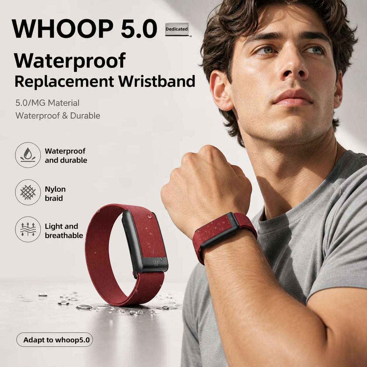Whoop 5.0 MG Band Waterproof Nylon Woven Sport Strap PEAK LIFE Style Replacement Wristband Fitness Tracker Workout Accessories