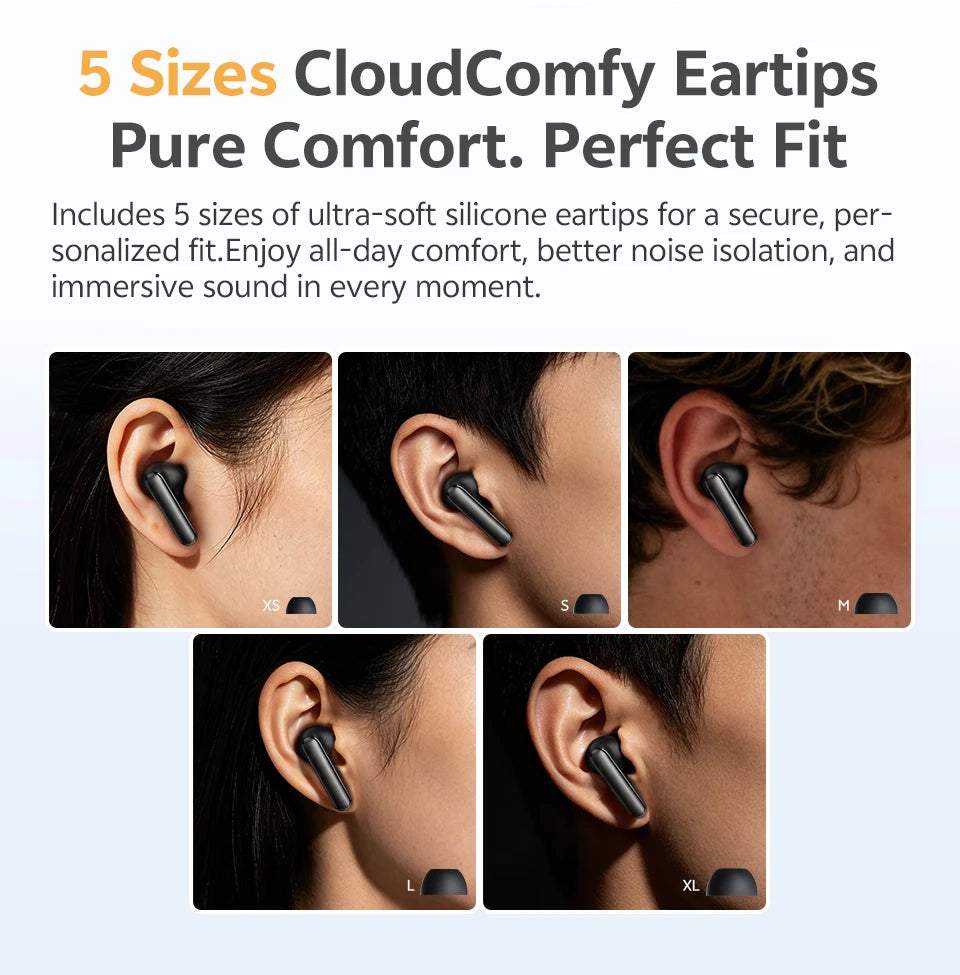 QCY HT21 Wireless Earphones Melobuds N65 -60dB AI Adaptive ANC Earbuds Bluetooth 6.0 LDAC Hi-Res Audio 8 Mics 50Hrs Headset