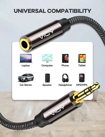 3.5mm AUX Stereo Audio Cable Male To Female Headphone Extension Cables for Earphone IPad Smartphone Tablet Media Player Etc