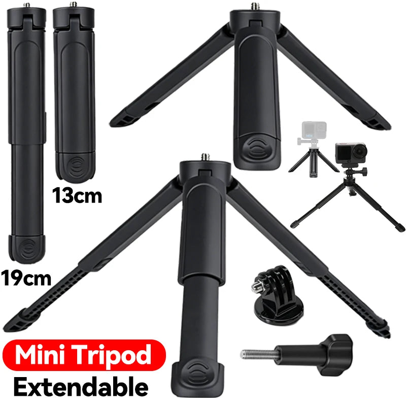 Extendable Mini Tripods  Stand Portable Tripod for DJI Pocket 3/4 GoPro Insta360 Phone 1/4” Mount Desktop Tripod for Vlog Live