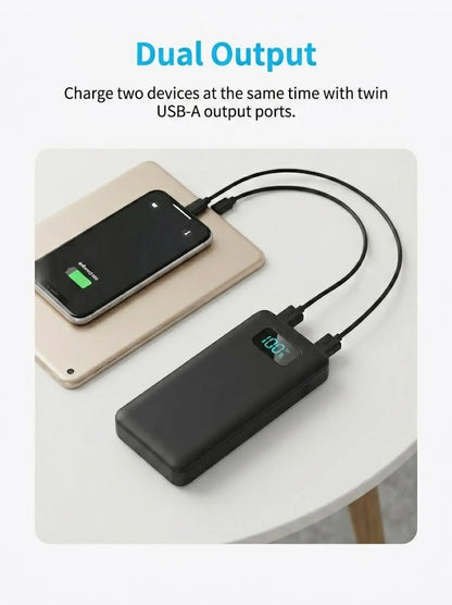 12W PD Charge Powerbank 10000mAh Thin Portable Charger Type C USB C External Battery Backup Power Supply with LED Display for Travel Camping Fits iPhone 17 16 15 14 Plus Pro Max Samsung Galaxy S26 S25 Ultra S24 Google Pixel 9