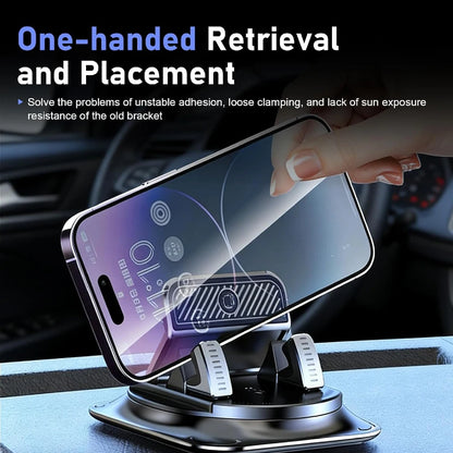 One-Hand Operated Dash Phone Clip, Shockproof 360° Rotatable Holder for Car, Perfect Angle Adjustable for Landscape & Portrait
