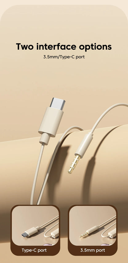 3.5MM/Type C Wired Headphones With Microphone HiFi Sound Ear Clip Non-in-ear Wired Earphones for iphone 15 16 17 Samsung